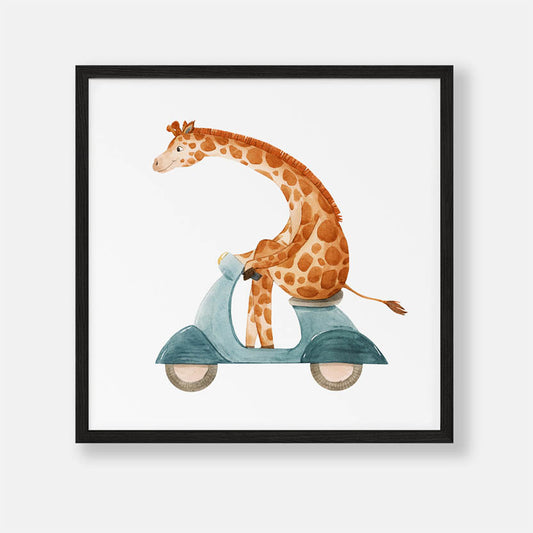 Baby Giraf op Scooter - Dieren Poster