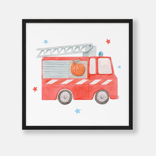 Brandweerwagen - Auto Poster Kinderkamer