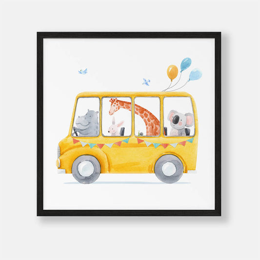 Bus met Safari Dieren - Dieren Poster