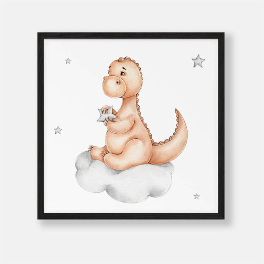 Dinosaurus met Ster Zittend op de Wolk - Dieren Poster