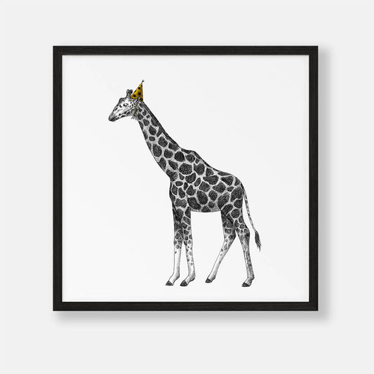 Giraf met een Feesthoed - Dieren Poster