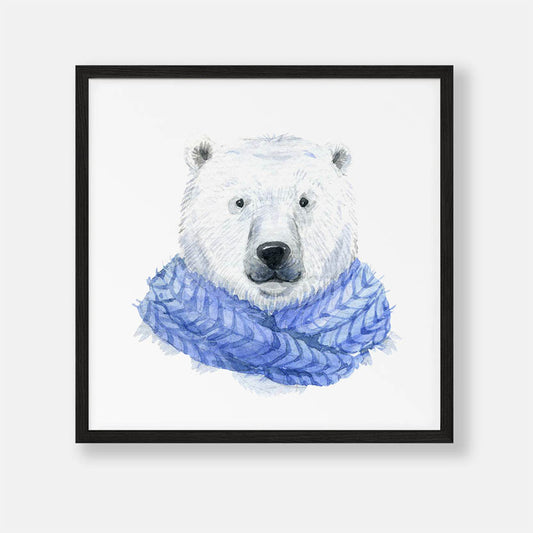 IJsbeer in een Blauwe Sjaal - Dieren Poster