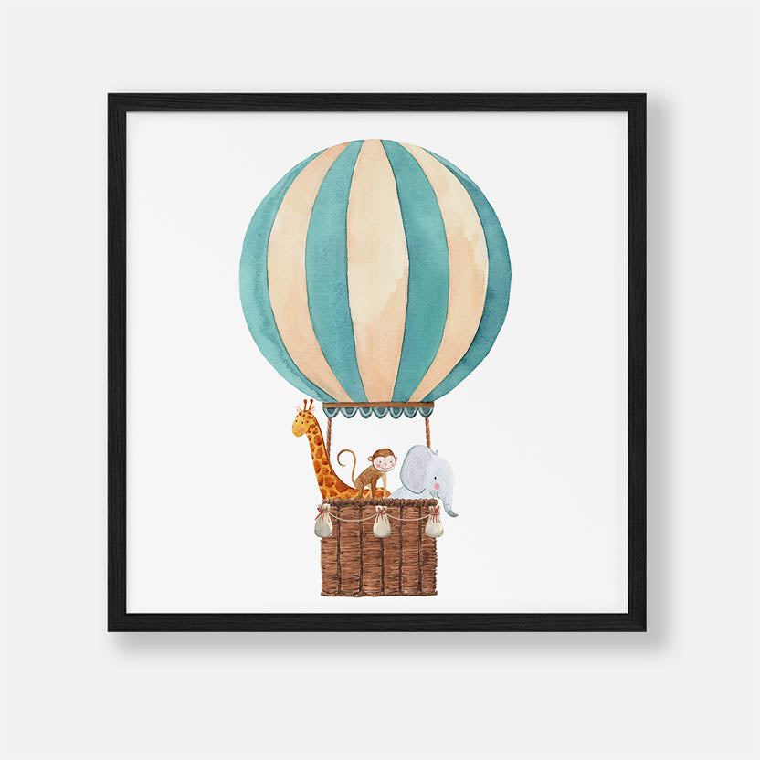 Luchtballon met Dieren Poster Babykamer