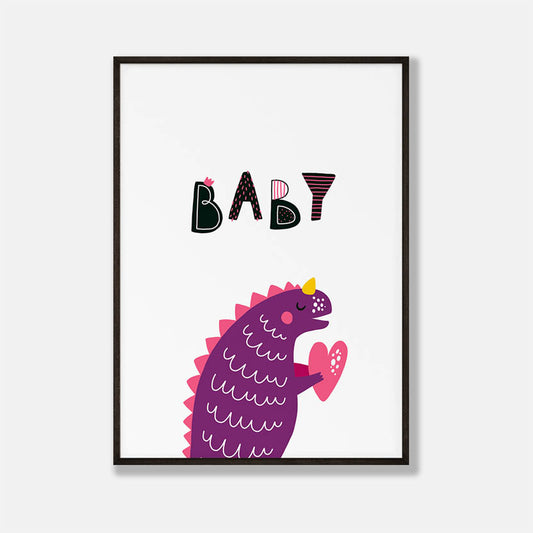Roze Baby Dino Poster