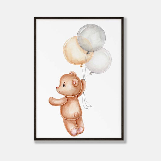 Teddybeer met Ballonnen - Dieren Poster Babykamer