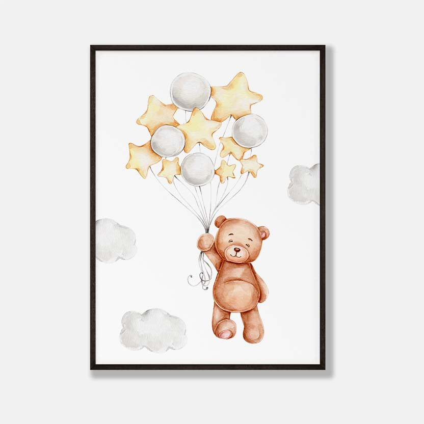 Teddybeer met Ballonnen - Dieren Poster Kinderkamer