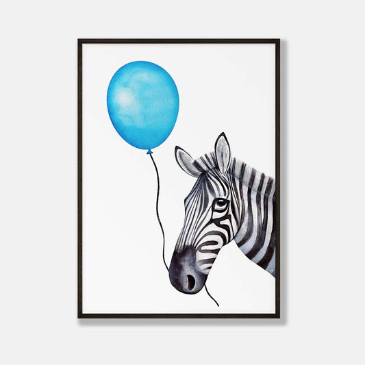 Baby Zebra met Ballon - Dieren Poster
