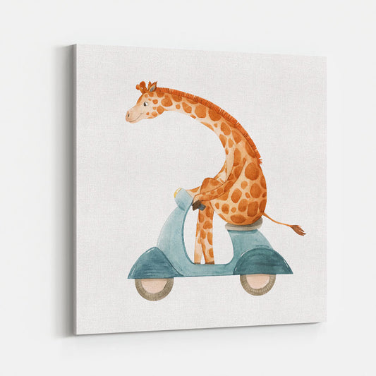 Giraf op Scooter Schilderij