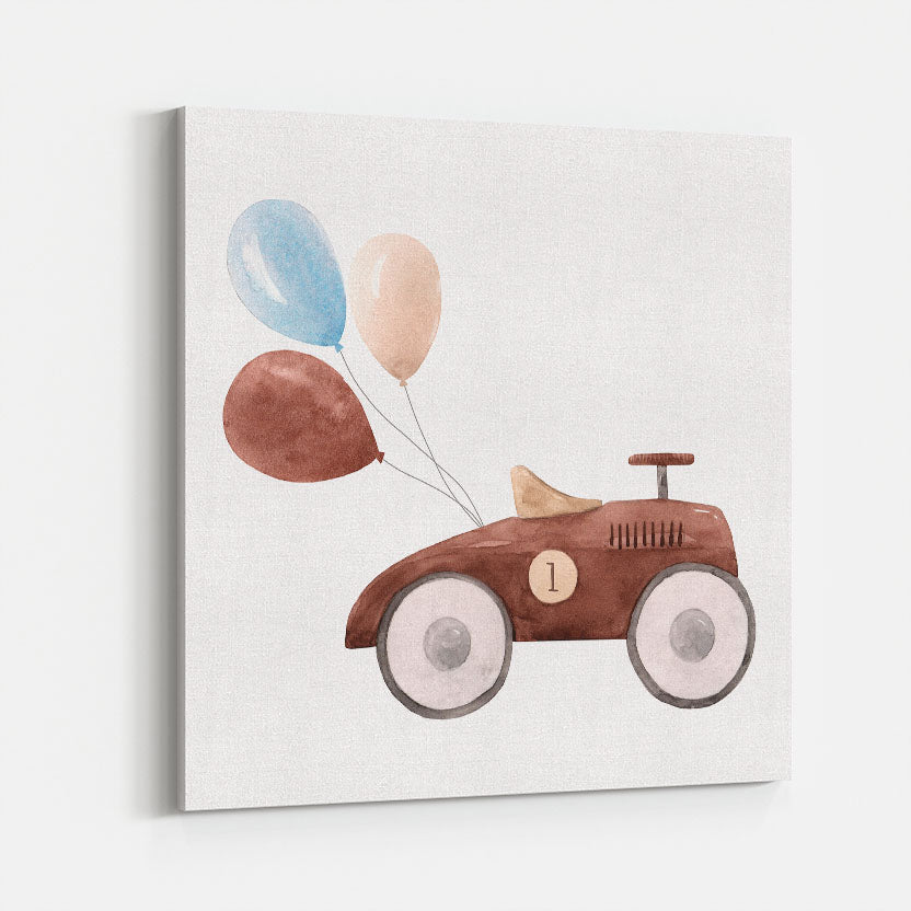 Baby Auto met Ballonnen Kinderschilderij