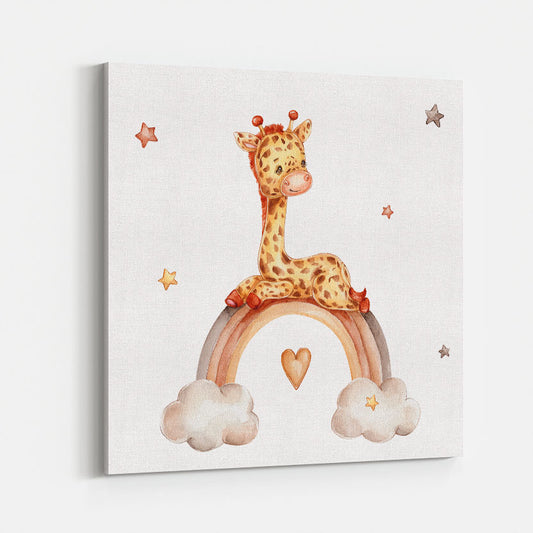 Baby Giraf op Regenboog Kinderschilderij