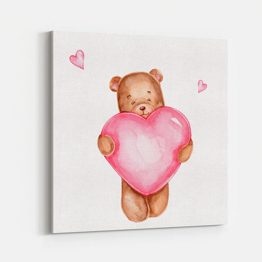 Teddybeer met Roze Hart Kinderschilderij